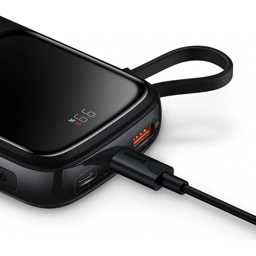 Hurtownia GSM - Powerbank Baseus Qpow 10000mAh vestavěný kabel Lightning 20W Quick Charge SCP AFC FCP černý - BSU3284BLK - {ean13} - Hurt