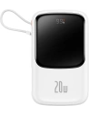 Powerbank Baseus Qpow 10000mAh wbudowany kabel Lightning 20W Quick Charge SCP AFC FCP biały