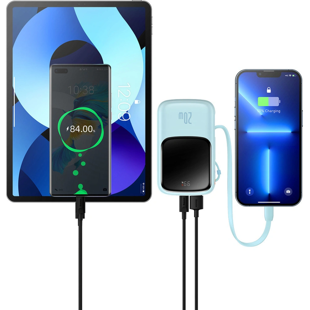 Hurtownia GSM - Powerbank Baseus Qpow 10000mAh s vestavěným kabelem Lightning 20W Quick Charge SCP AFC FCP modrý - BSU3286BLU - {ean13} - Hurt