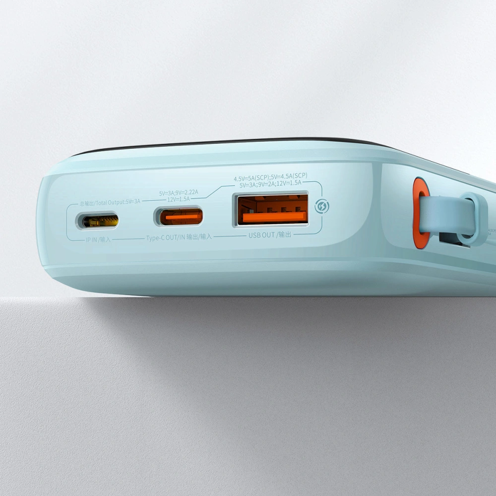 Hurtownia GSM - Powerbank Baseus Qpow 10000mAh s vestavěným kabelem USB-C 22.5W Quick Charge SCP AFC FCP modrý - BSU3287BLU - {ean13} - Hurt