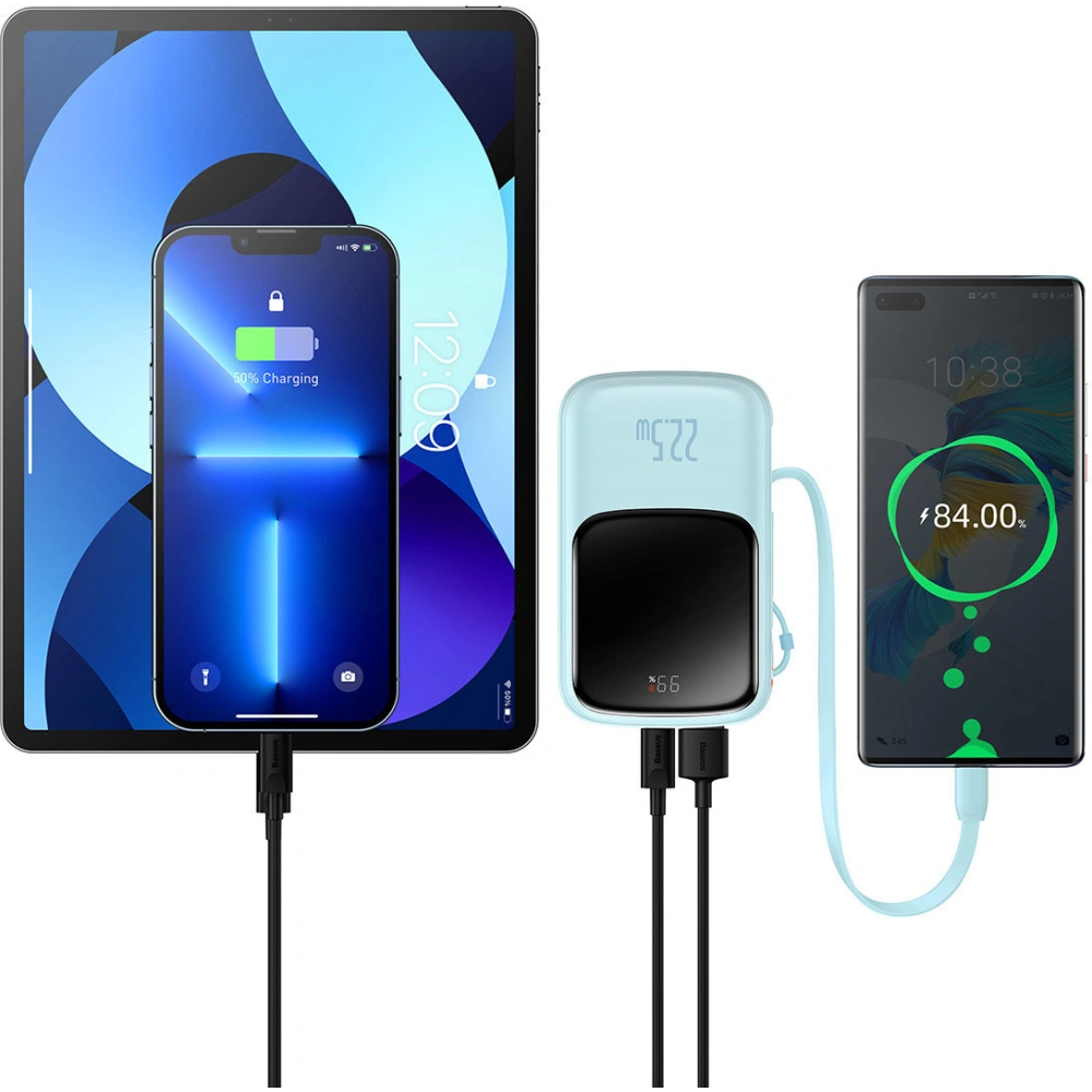Hurtownia GSM - Powerbank Baseus Qpow 10000mAh s vestavěným kabelem USB-C 22.5W Quick Charge SCP AFC FCP modrý - BSU3287BLU - {ean13} - Hurt