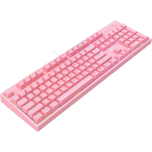 Klawiatura mechaniczna gamingowa Havit KB871L RGB (różowa)