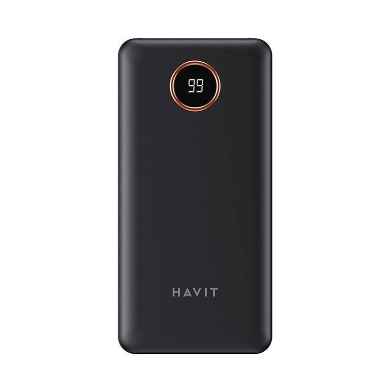 Havit Distributor - 6939119041199 - HVT176BLK - Powerbank Havit PB74 10000mAh + USB-C, Lightning, micro USB cables (black) - B2B homescreen
