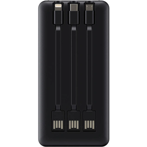 Powerbank Havit PB74 10000mAh + kabel USB-C, Lightning, micro USB (czarny)