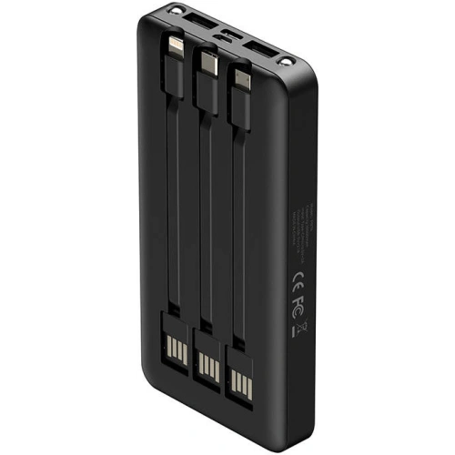 Powerbank Havit PB74 10000mAh + kabel USB-C, Lightning, micro USB (czarny)