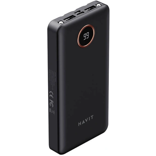Powerbank Havit PB74 10000mAh + kabel USB-C, Lightning, micro USB (czarny)