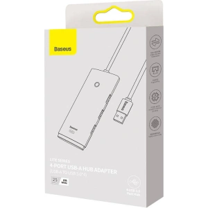 Hub 4w1 Baseus Lite Series USB do 4x USB 3.0 25cm (biały)