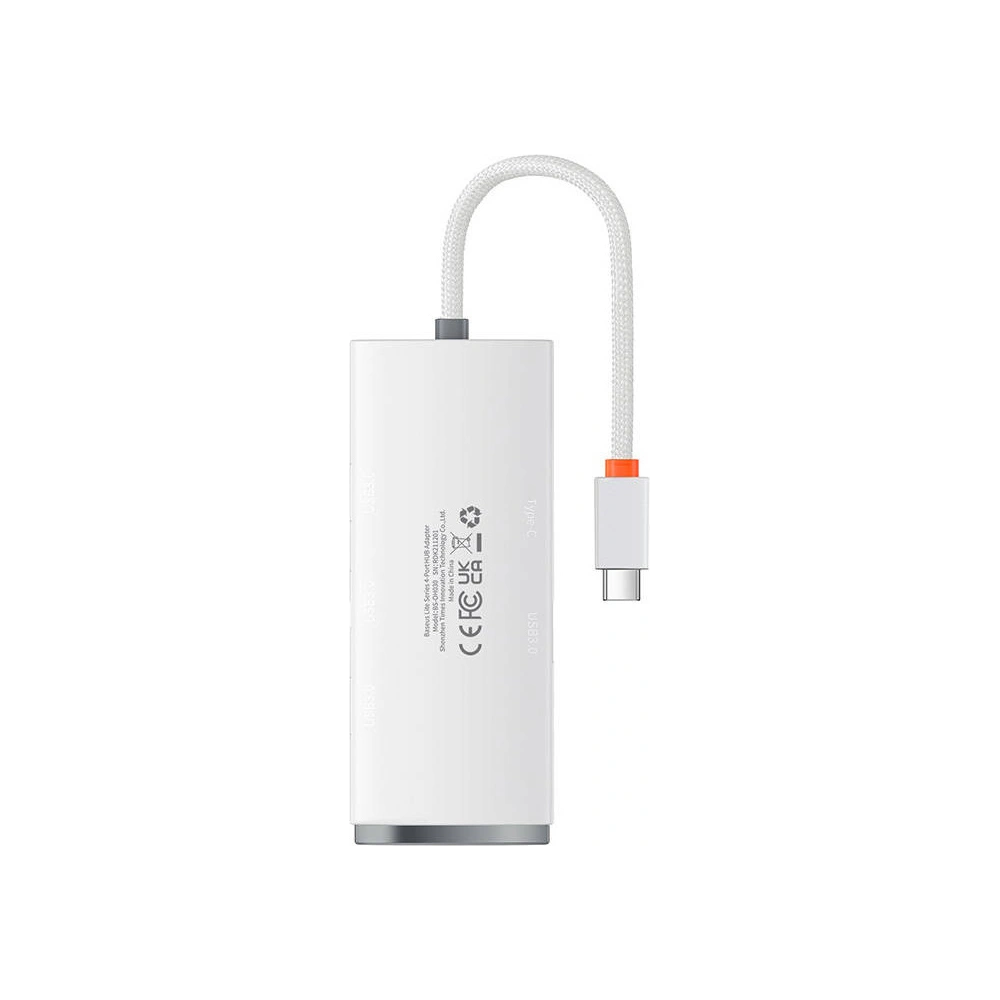 Hurtownia GSM - Hub 4w1 Baseus Lite Series USB-C na 4x USB 3.0 + USB-C, 25cm (bílá) - BSU3308WHT - {ean13} - Hurt