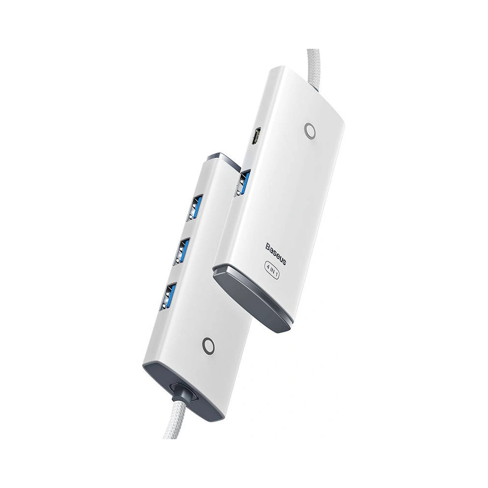Hurtownia GSM - Hub 4w1 Baseus Lite Series USB-C na 4x USB 3.0 + USB-C, 25cm (bílá) - BSU3308WHT - {ean13} - Hurt