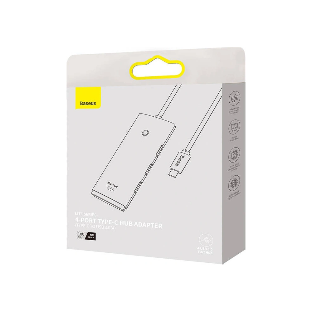 Hurtownia GSM - Hub 4w1 Baseus Lite Series USB-C na 4x USB 3.0 + USB-C, 1m (černý) - BSU3309BLK - {ean13} - Hurt