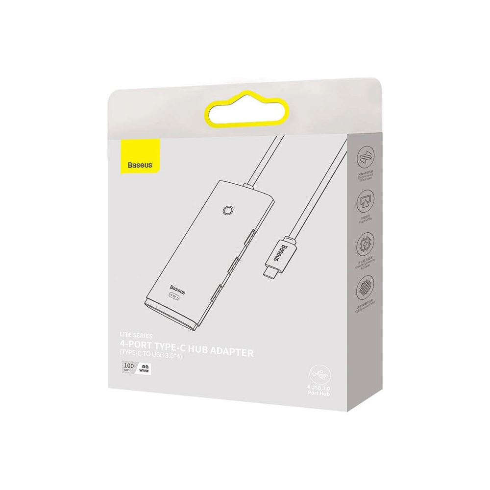 Hurtownia GSM - Hub 4w1 Baseus Lite Series USB-C na 4x USB 3.0 + USB-C, 1m (bílý) - BSU3310WHT - {ean13} - Hurt