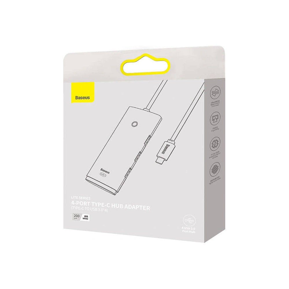 Hurtownia GSM - Hub 4w1 Baseus Lite Series USB-C na 4x USB 3.0 + USB-C, 2m (bílý) - BSU3312WHT - {ean13} - Hurt