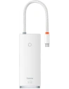 Hub 5w1 Baseus Lite Series USB-C na 3x USB 3.0 + USB-C + HDMI (bílý)