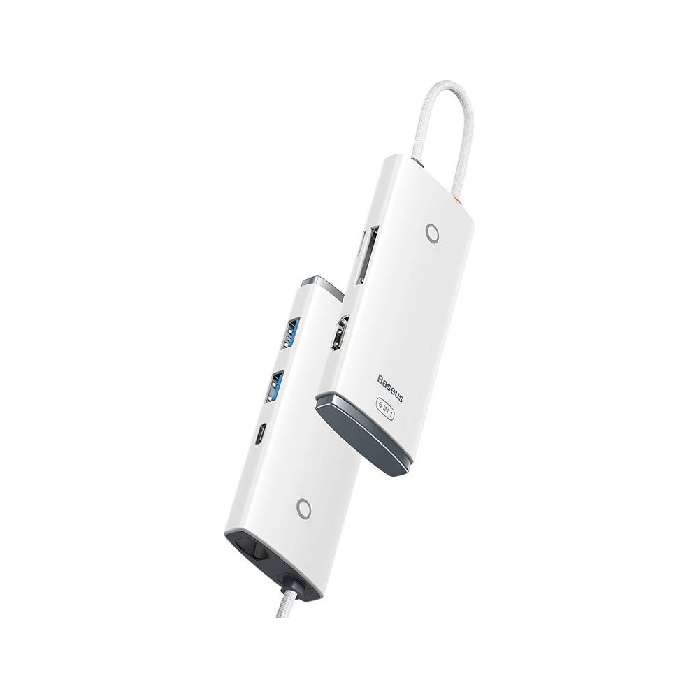 Hurtownia GSM - Hub 6v1 Baseus Lite Series USB-C na 2x USB 3.0 + USB-C PD + HDMI + SD/TF (bílý) - BSU3316WHT - {ean13} - Hurt