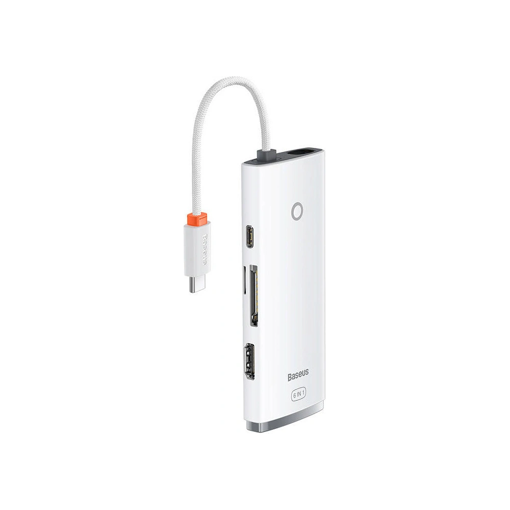 Hurtownia GSM - Hub 6v1 Baseus Lite Series USB-C na 2x USB 3.0 + USB-C PD + HDMI + SD/TF (bílý) - BSU3316WHT - {ean13} - Hurt