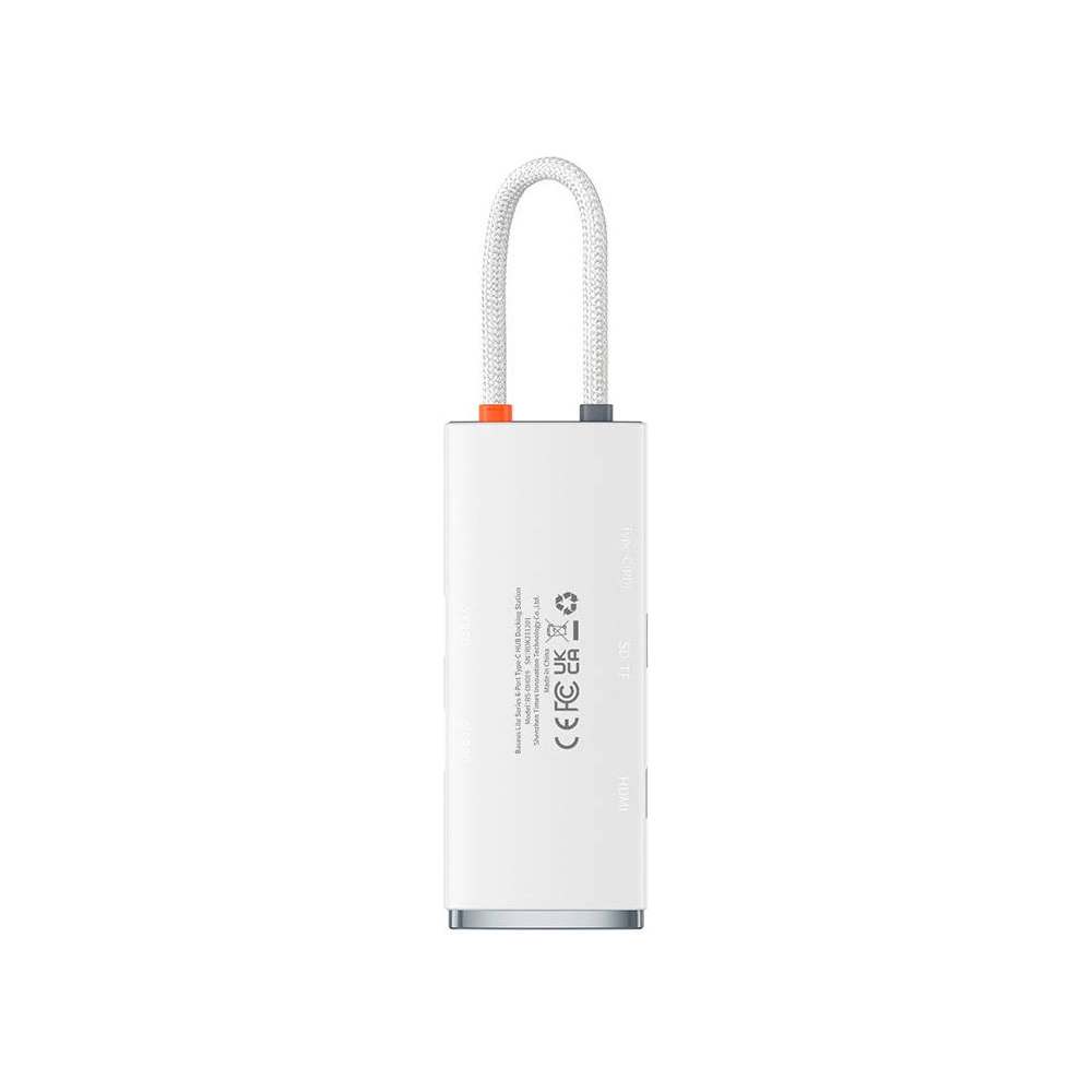 Hurtownia GSM - Hub 6v1 Baseus Lite Series USB-C na 2x USB 3.0 + USB-C PD + HDMI + SD/TF (bílý) - BSU3316WHT - {ean13} - Hurt