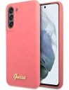 Guess GUHCS21FLSLMGFU Samsung Galaxy S21 FE fuchsia hardcase Silicone Script Metal Logo