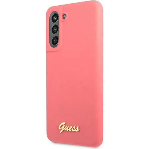 Etui Guess GUHCS21FLSLMGFU Samsung Galaxy S21 FE fuksja/fuchsia hardcase Silicone Script Metal Logo