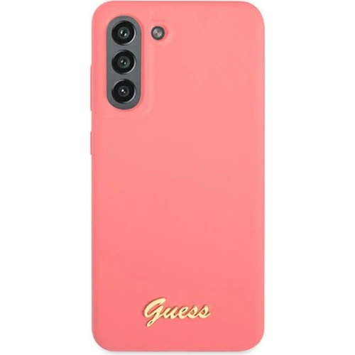 Etui Guess GUHCS21FLSLMGFU Samsung Galaxy S21 FE fuksja/fuchsia hardcase Silicone Script Metal Logo
