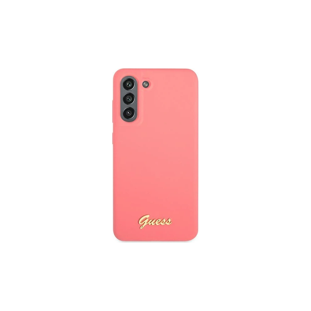 Hurtownia GSM - Etui Guess GUHCS21FLSLMGFU Samsung Galaxy S21 FE fuksja/fuchsia hardcase silikonový skript metalové logo - GUE1818FHS - {ean13} - Hurt