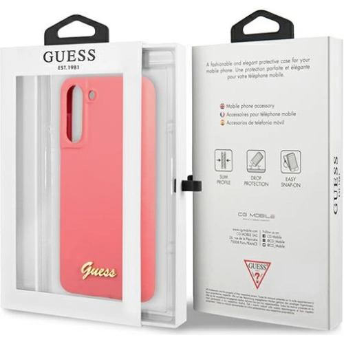 Etui Guess GUHCS21FLSLMGFU Samsung Galaxy S21 FE fuksja/fuchsia hardcase Silicone Script Metal Logo