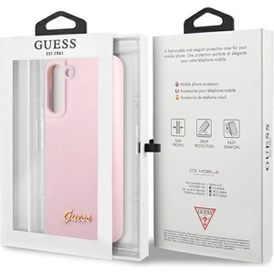 Hurtownia GSM - Etui Guess GUHCS21FLSLMGLA Samsung Galaxy S21 FE lawendowy/lavender hardcase Silicone Script Metal Logo - GUE1819LAV - {ean13} - Hurt