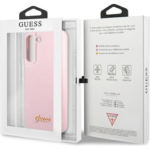 Etui Guess GUHCS21FLSLMGLA Samsung Galaxy S21 FE lawendowy/lavender hardcase Silicone Script Metal Logo