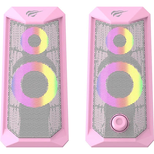 Głośniki komputerowe Havit SK202 pink 2.0 RGB (różowe)