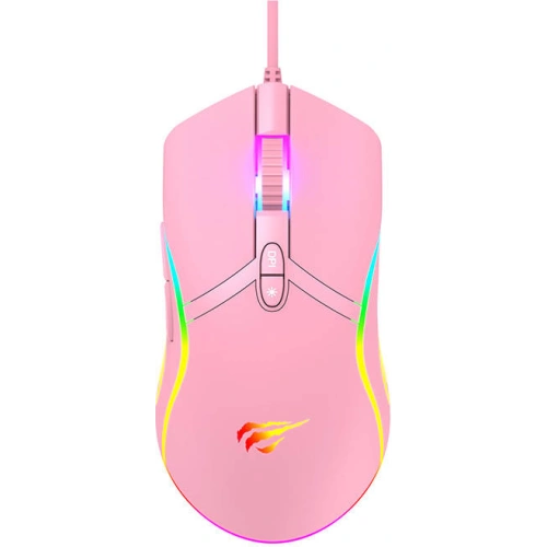 Mysz gamingowa Havit MS1026 RGB 1000-6400 DPI (różowa)