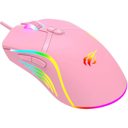 Mysz gamingowa Havit MS1026 RGB 1000-6400 DPI (różowa)