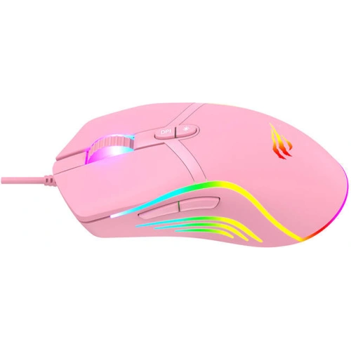 Mysz gamingowa Havit MS1026 RGB 1000-6400 DPI (różowa)