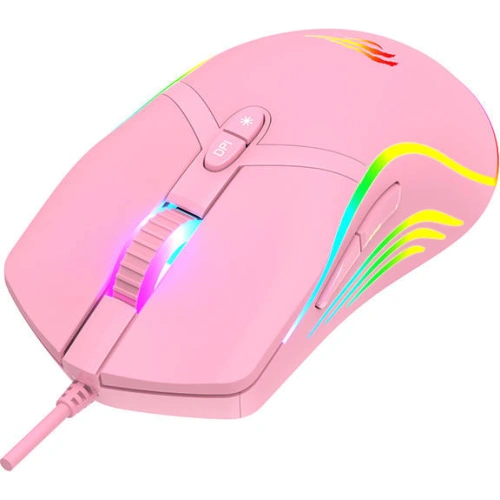 Mysz gamingowa Havit MS1026 RGB 1000-6400 DPI (różowa)