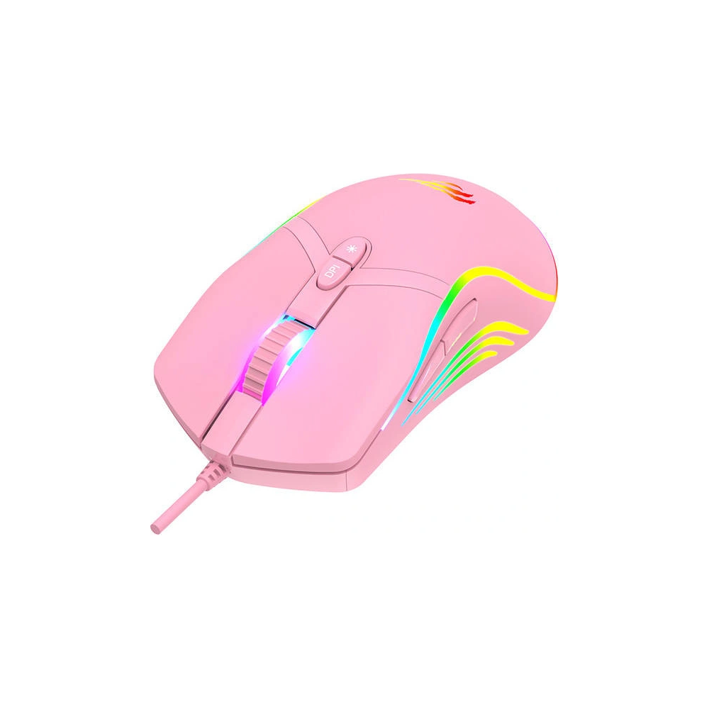 Wholesale Havit MS1026 Gaming Mouse RGB 1000-6400 DPI (pink) - HVT182PNK - {ean13} - Hurt