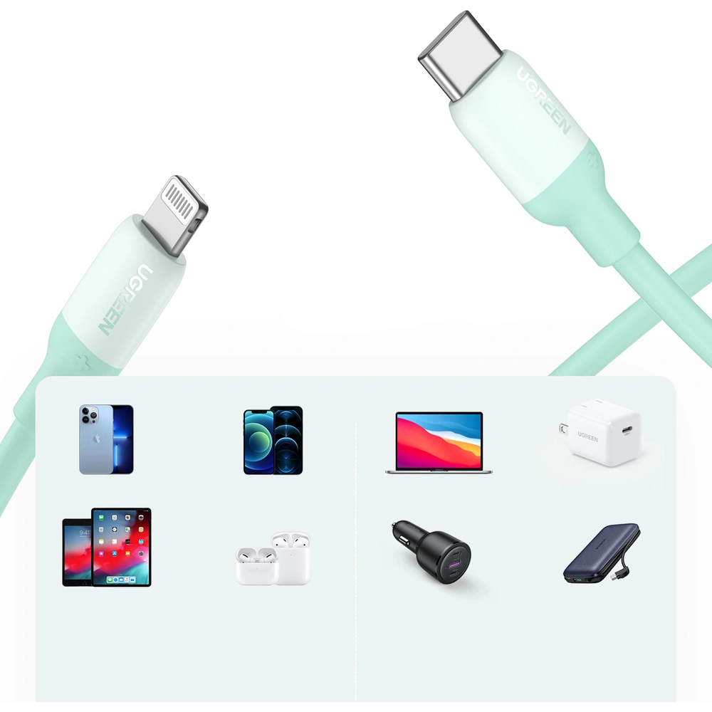 Hurtownia GSM - Kabel UGREEN US387 USB-C - Lightning MFI C94 Power Delivery 1m zelený - UGR1236GRN - {ean13} - Hurt