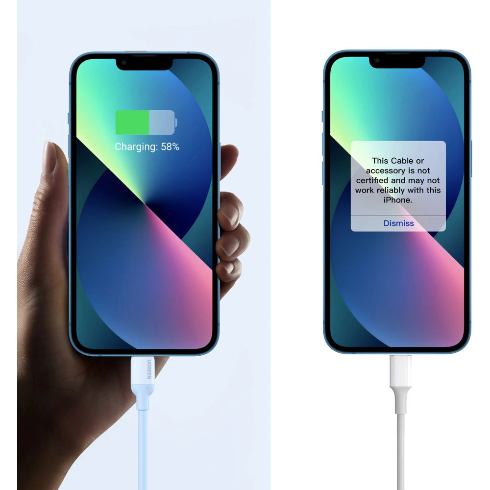 Hurtownia GSM - Kabel UGREEN US387 USB-C - Lightning MFI C94 Power Delivery 1m modrý - UGR1237BLU - {ean13} - Hurt