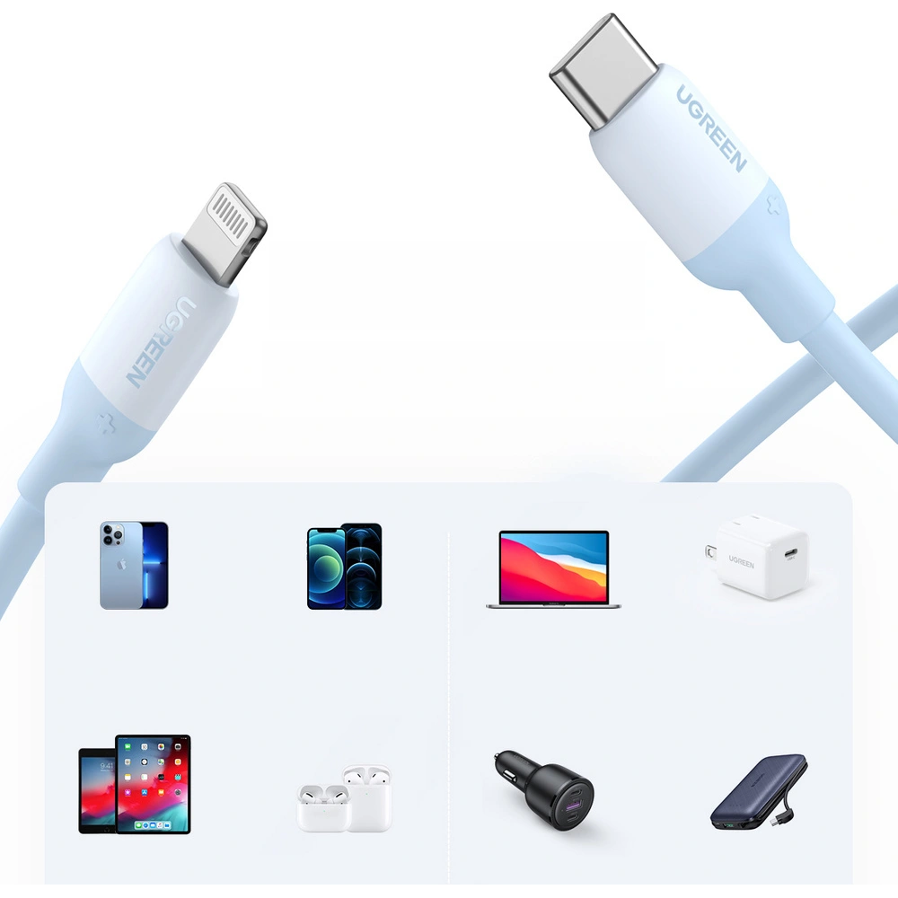 Hurtownia GSM - Kabel UGREEN US387 USB-C - Lightning MFI C94 Power Delivery 1m modrý - UGR1237BLU - {ean13} - Hurt