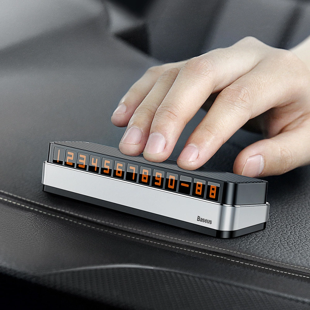 Hurtownia GSM - Parkingowa tabliczka z numerem telefonu Baseus Moonlight Box Series srebrny - BSU3324SLV - {ean13} - Hurt
