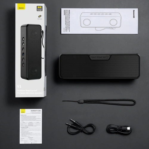 Bezprzewodowy głośnik bluetooth Baseus V1 wodoodporny czarny