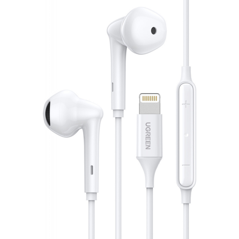Ugreen Distributor - 6957303886494 - UGR1242WHT - UGREEN EP101 in -ear Lightning headphones with remote and microphone MFI white - B2B homescreen
