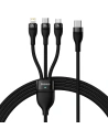 Kabel 3w1 Baseus Flash Series II USB-C - USB-C, Lightning, micro USB 100W 1,5m černý