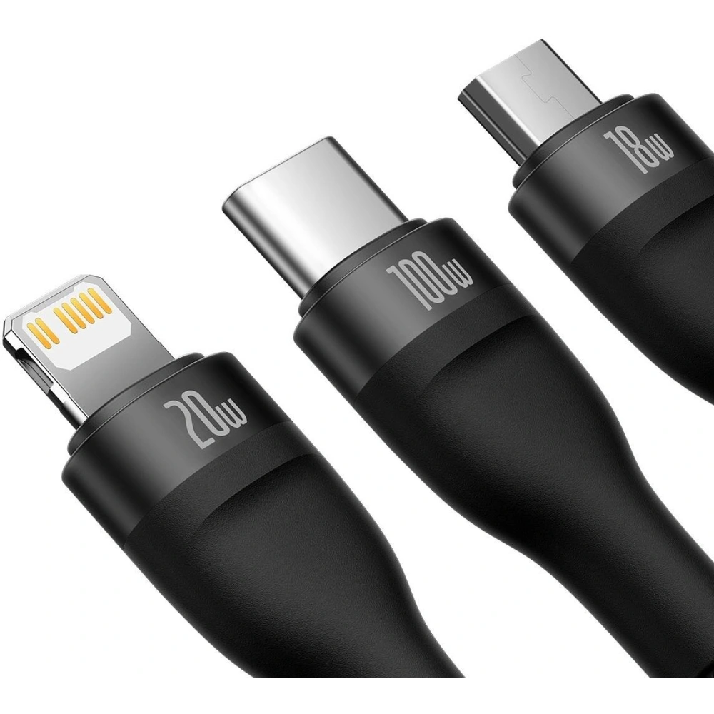 Hurtownia GSM - Kabel 3w1 Baseus Flash Series II USB-C - USB-C, Lightning, micro USB 100W 1,5m černý - BSU3329BLK - {ean13} - Hurt