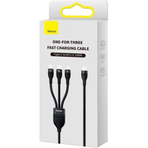 Hurtownia GSM - Kabel 3w1 Baseus Flash Series II USB-C - USB-C, Lightning, micro USB 100W 1,5m czarny - BSU3329BLK - {ean13} - Hurt