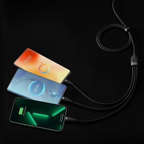 Kabel 3w1 Baseus Flash Series II USB-C  - USB-C, Lightning, micro USB 100W 1,5m czarny