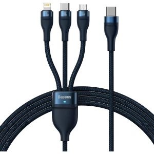 Hurtownia GSM - Kabel 3w1 Baseus Flash Series II USB-C/USB-A - USB-C, Lightning, micro USB 100W 1,5m niebieski - BSU3330BLU - {ean13} - Hurt