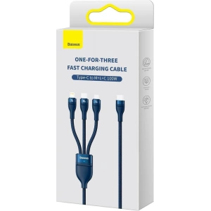 Hurtownia GSM - Kabel 3w1 Baseus Flash Series II USB-C/USB-A - USB-C, Lightning, micro USB 100W 1,5m niebieski - BSU3330BLU - {ean13} - Hurt