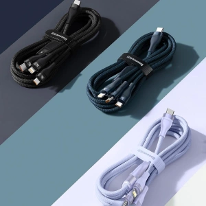 Hurtownia GSM - Kabel 3w1 Baseus Flash Series II USB-C/USB-A - USB-C, Lightning, micro USB 100W 1,5m niebieski - BSU3330BLU - {ean13} - Hurt
