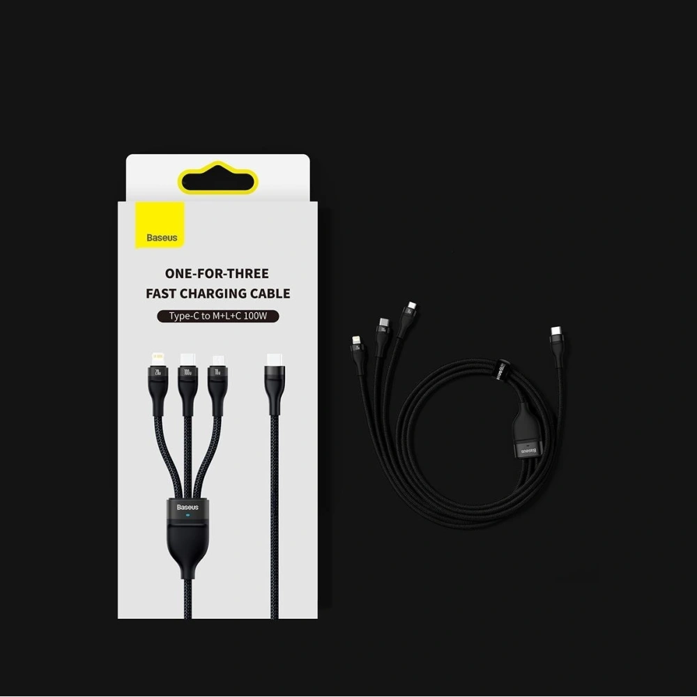 Hurtownia GSM - Kabel 3w1 Baseus Flash Series II USB-C/USB-A - USB-C, Lightning, micro USB 100W 1,5m modrý - BSU3330BLU - {ean13} - Hurt