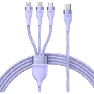Hurtownia GSM - Kabel 3w1 Baseus Flash Series II USB-C/USB-A - USB-C, Lightning, micro USB 100W 1,5m fioletowy - BSU3331PRP - {ean13} - Hurt