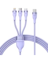 Kabel 3w1 Baseus Flash Series II USB-C/USB-A  - USB-C, Lightning, micro USB 100W 1,5m fioletowy