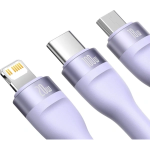 Hurtownia GSM - Kabel 3w1 Baseus Flash Series II USB-C/USB-A - USB-C, Lightning, micro USB 100W 1,5m fioletowy - BSU3331PRP - {ean13} - Hurt